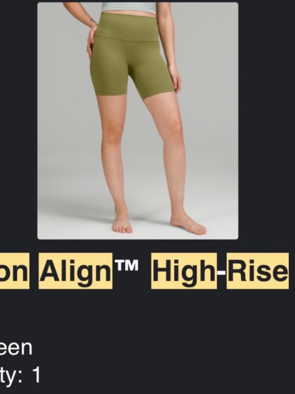 Lululemon Align™ High-Rise Short 6” – Bronze Green | Size 12